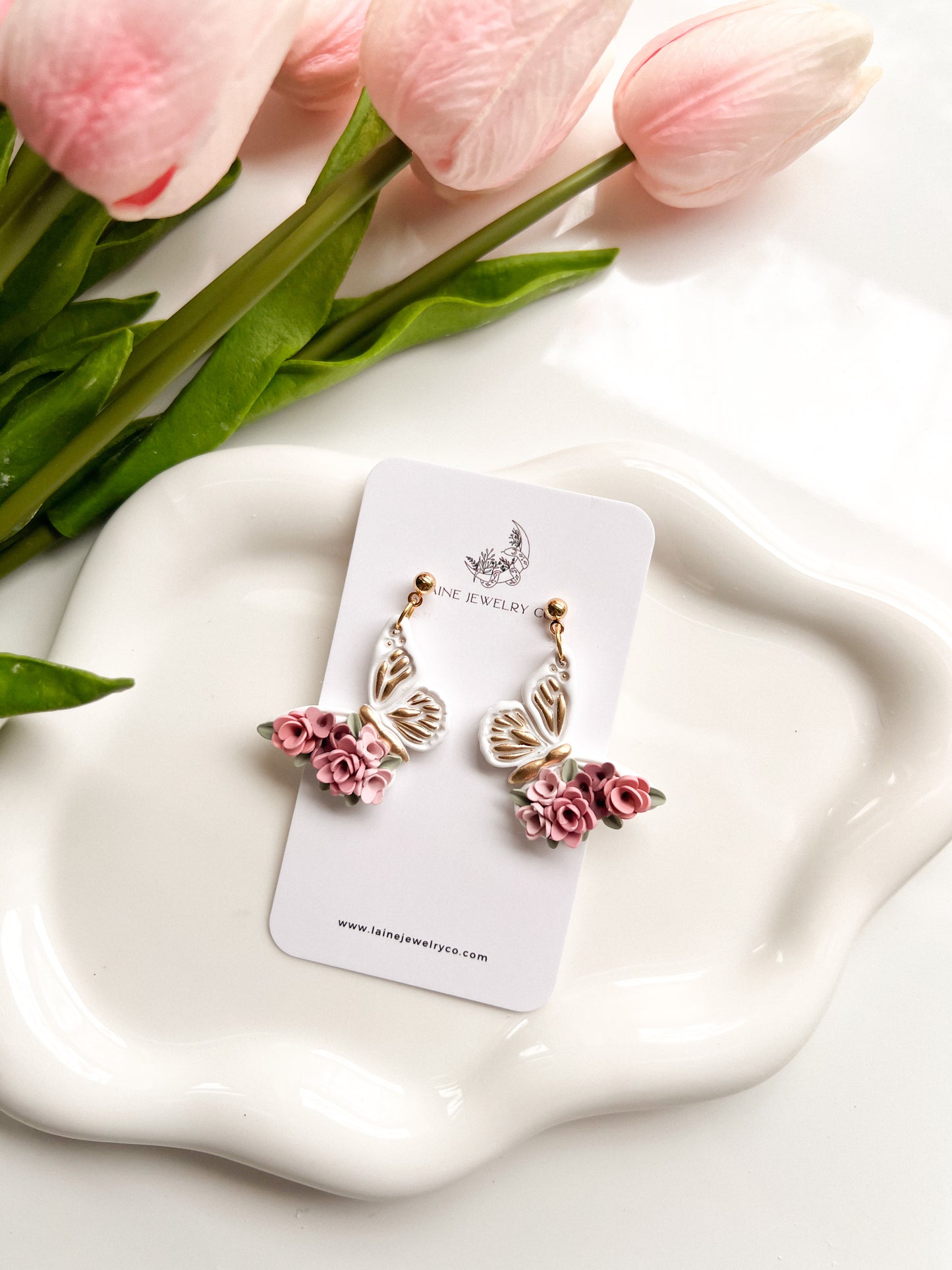 Pink and Gold Floral Butterflies