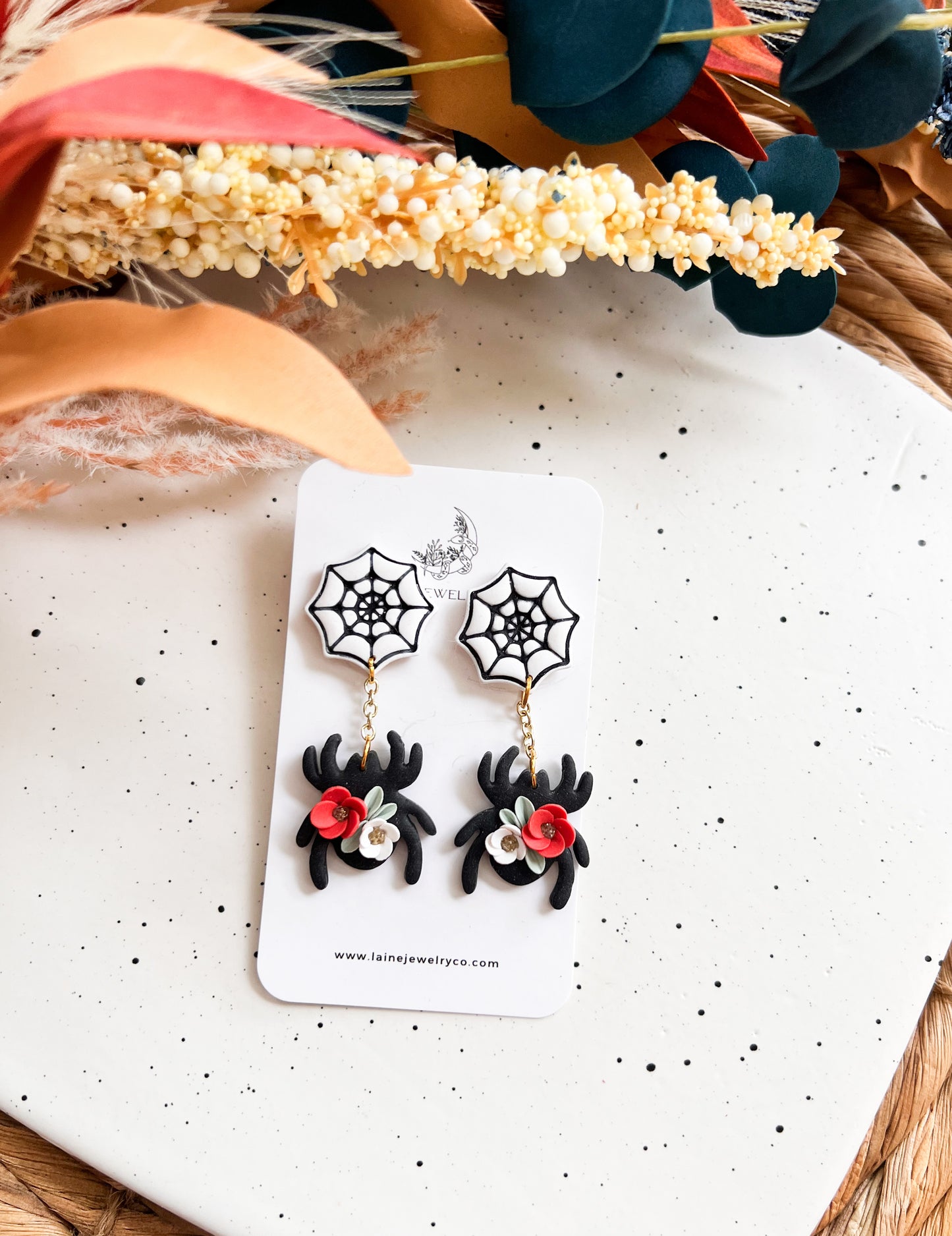 Floral Spider Drop Dangle