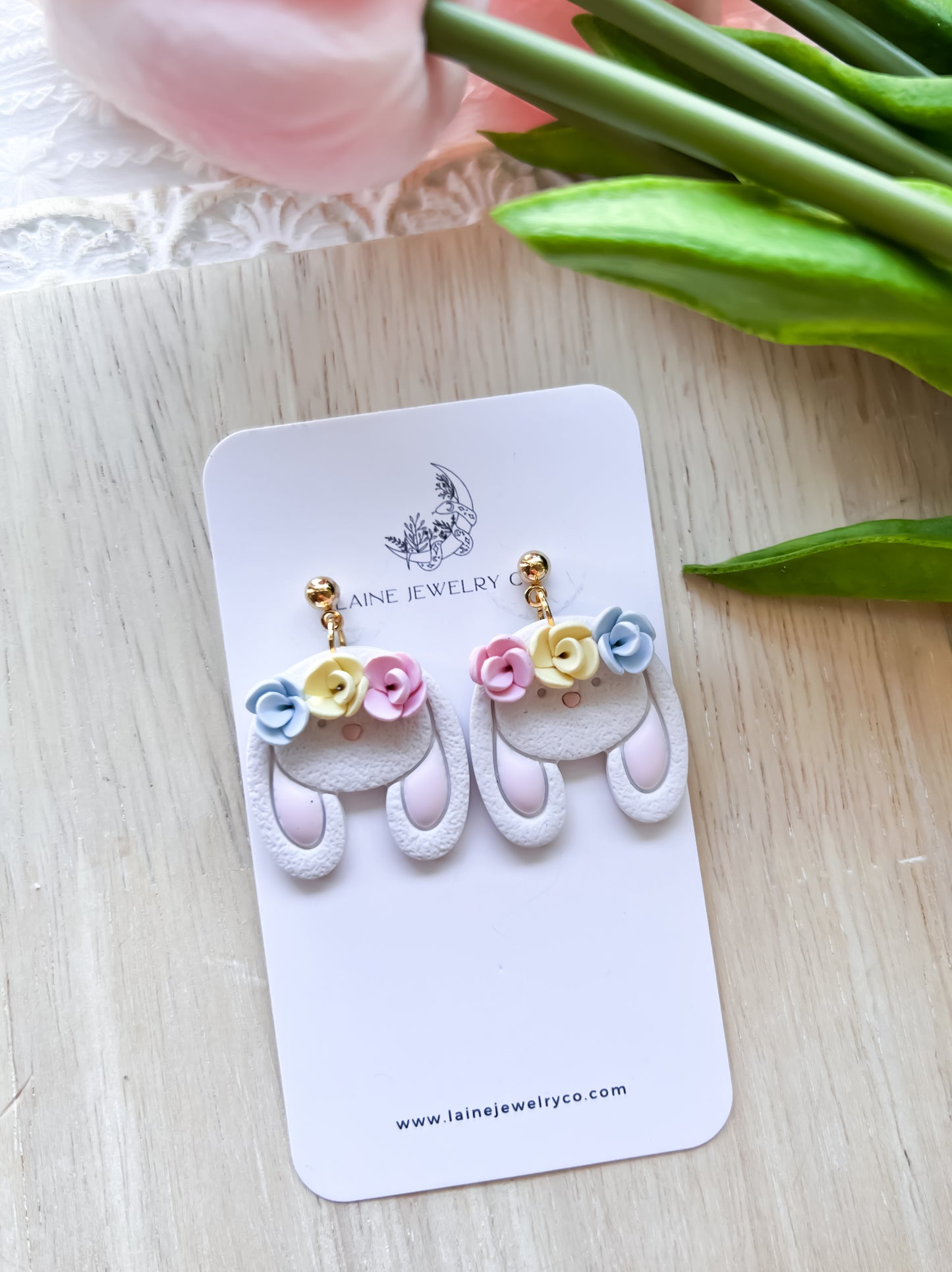 Pastel Floral Bunny Dangles