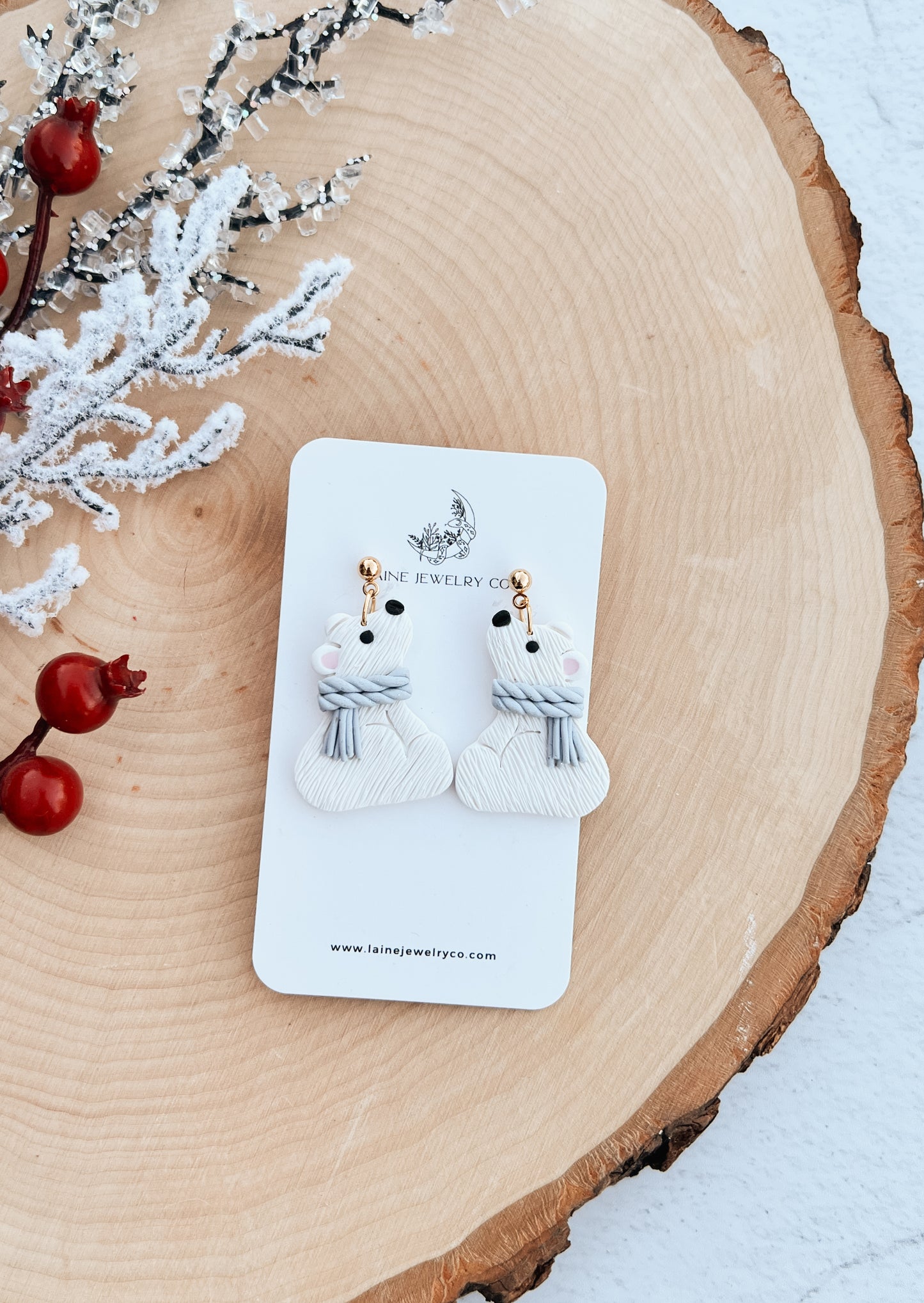 Blue Scarf Polar Bear Dangles