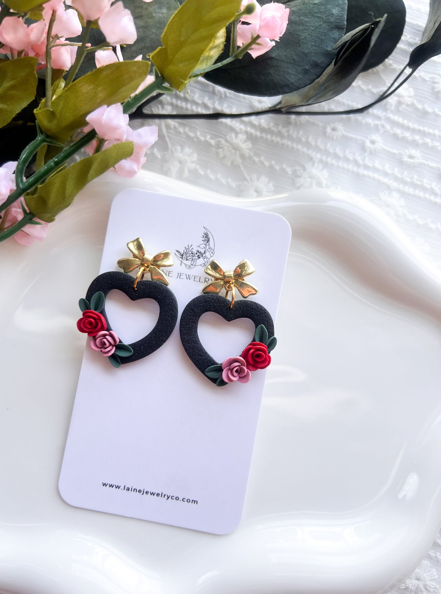 Black Floral Heart