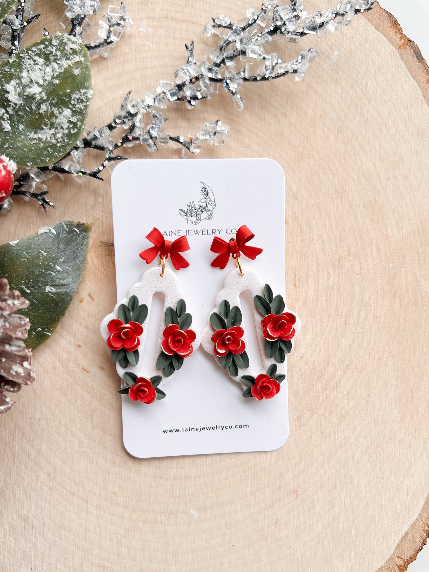 Christmas Rose Floral Donut