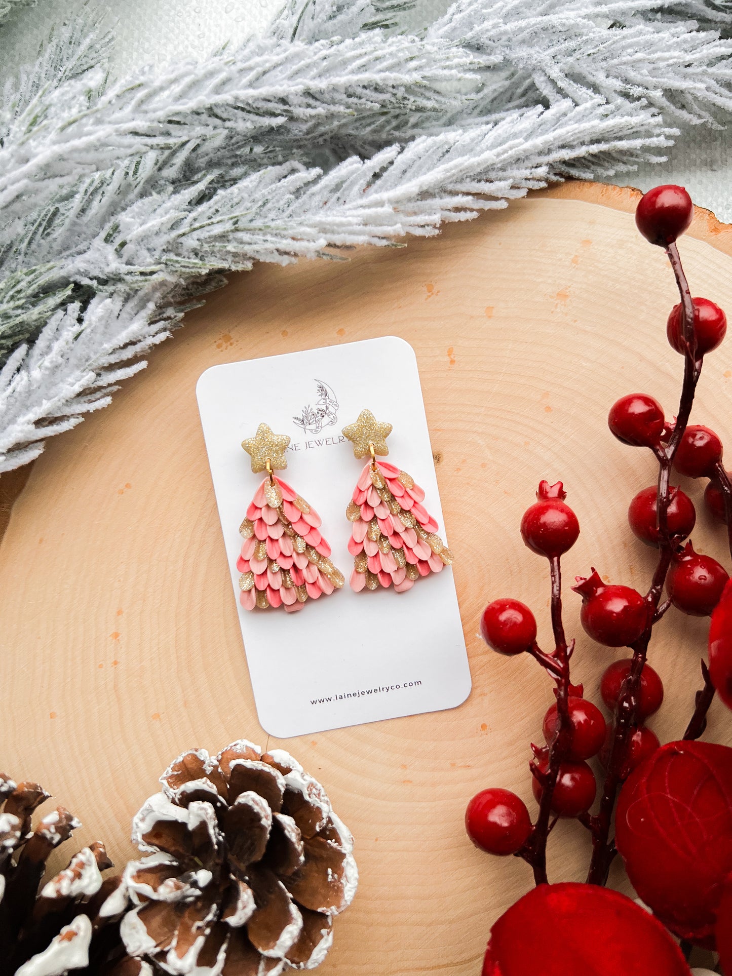 Retro Pink Christmas Tree Dangle