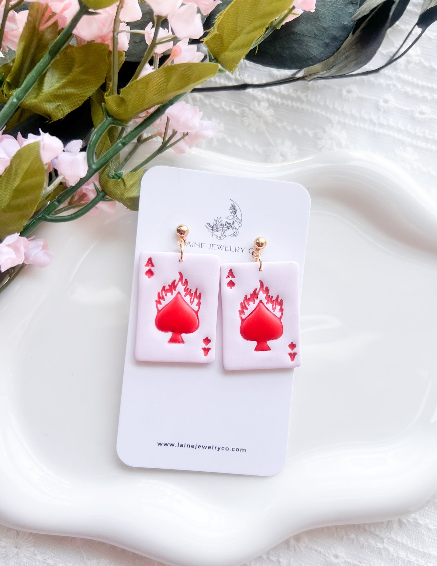 Pink Spade Earrings