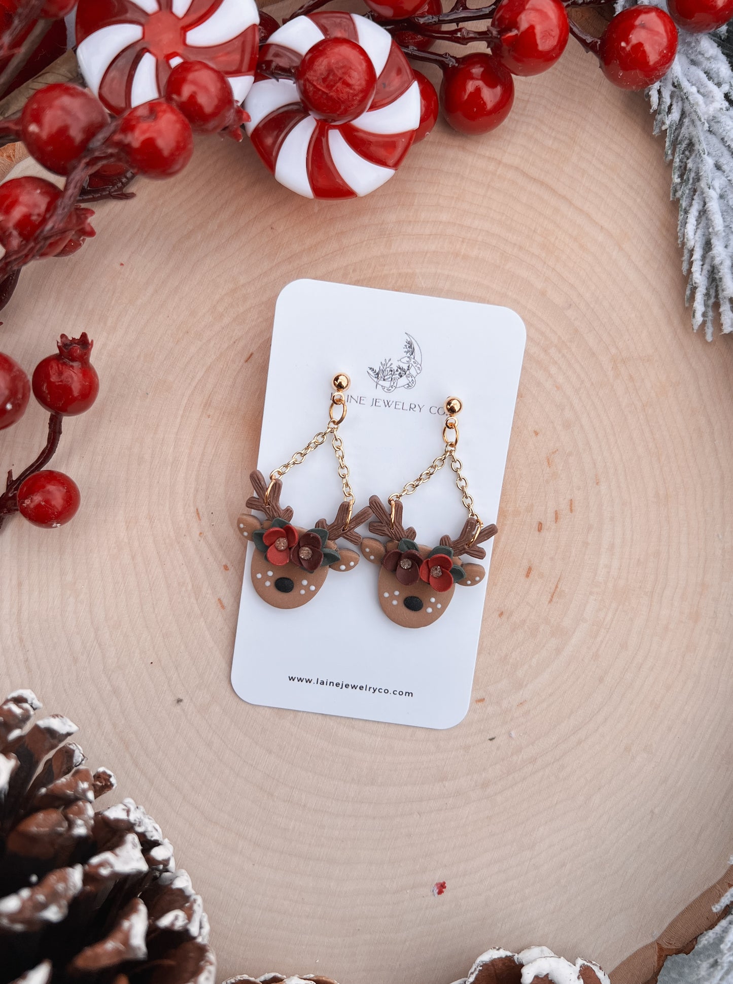 Floral Reindeer Dangles