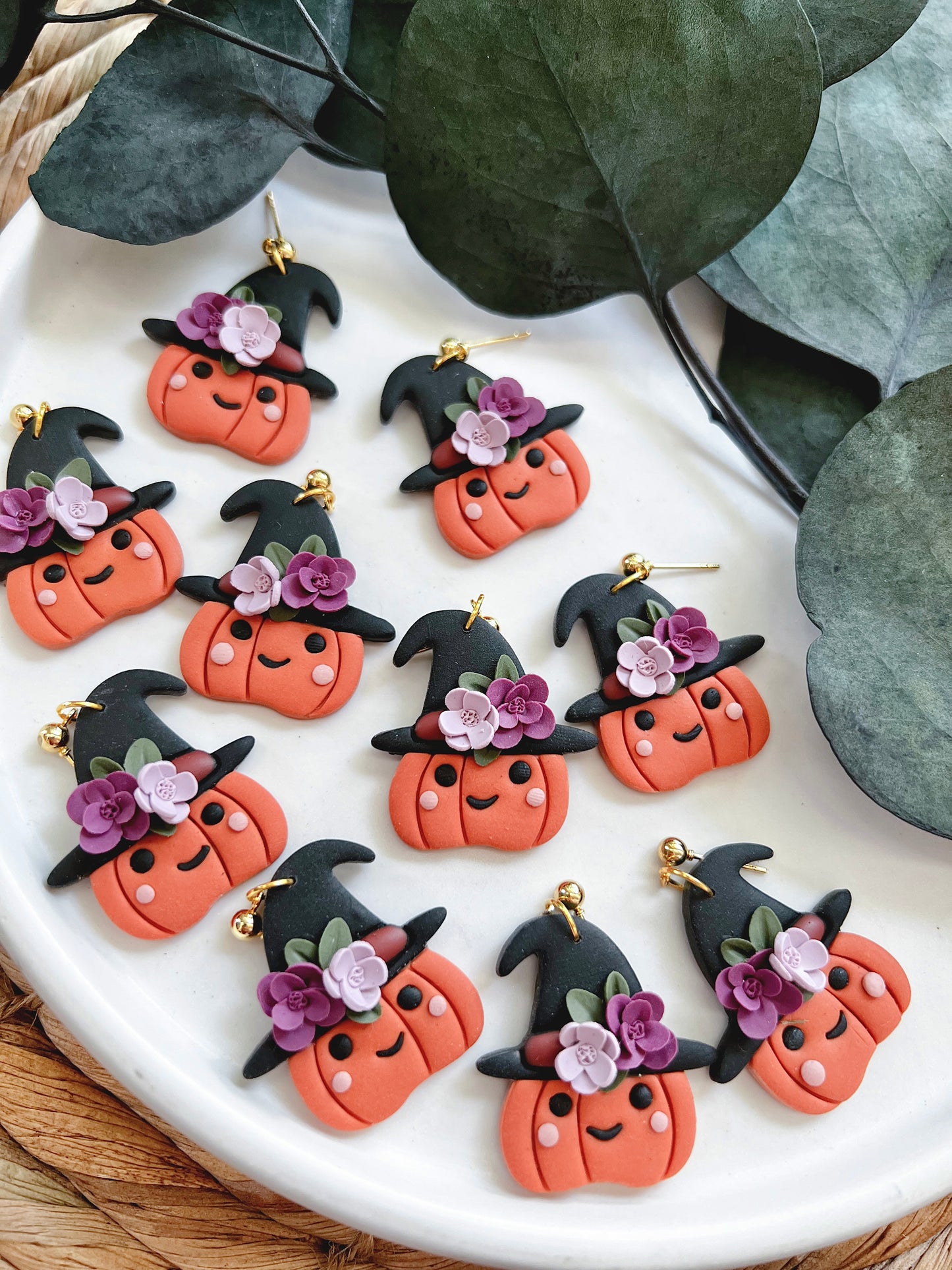 Floral Pumpkin Witch Dangle