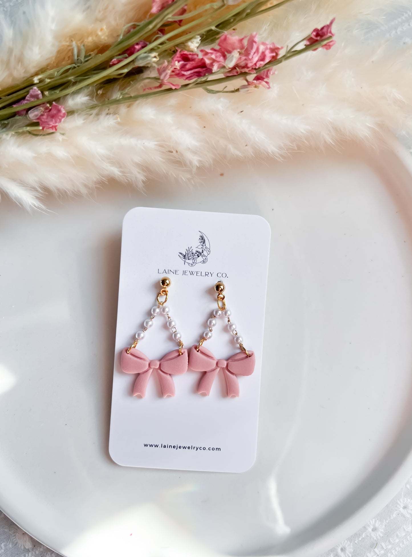 Pink Pearl Chain Bows