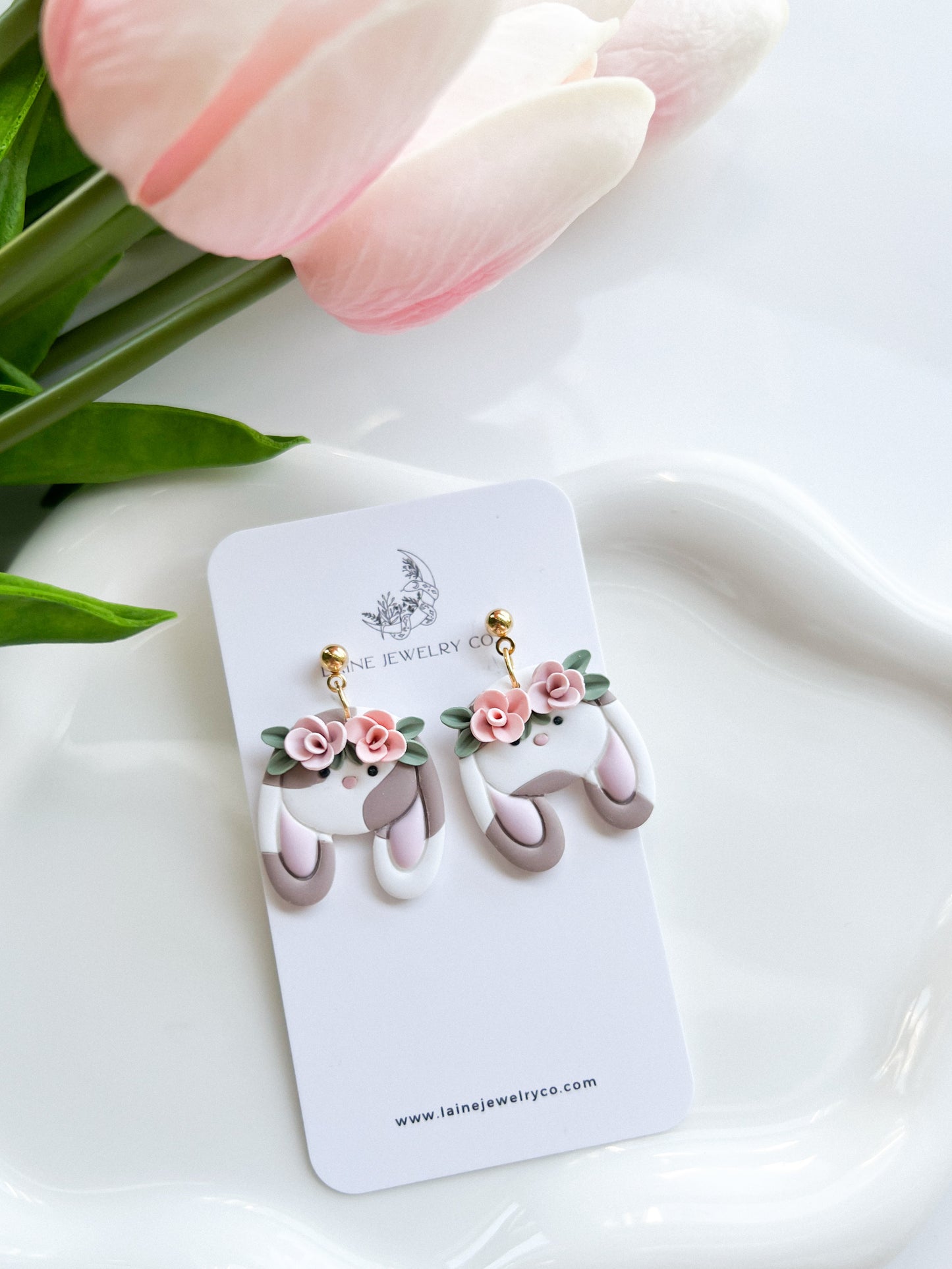 Spring Floral Bunny Dangles
