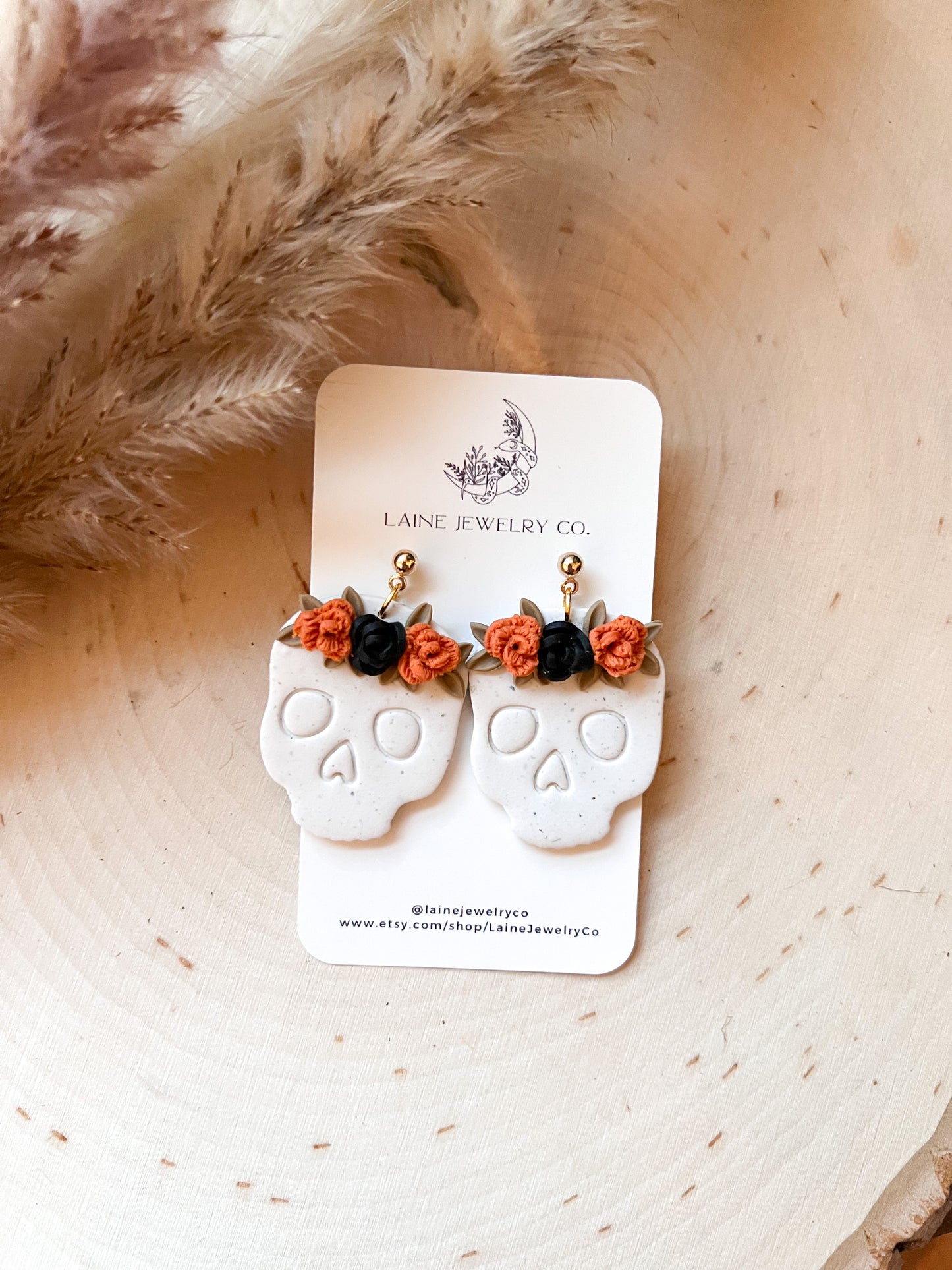 Large Flower Crown Skull Dangle