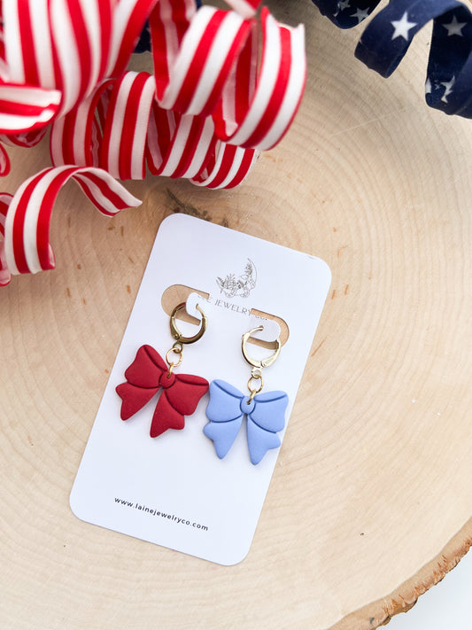 Red & Blue Bow Dangles