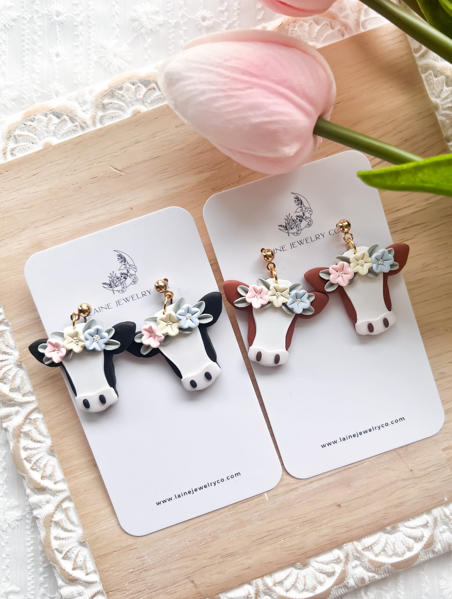 Spring Floral Cows Dangle