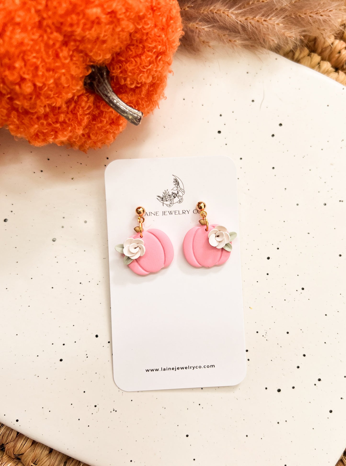 Pink Floral Pumpkin Dangle