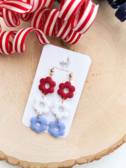 Patriotic Flower Donut Dangles