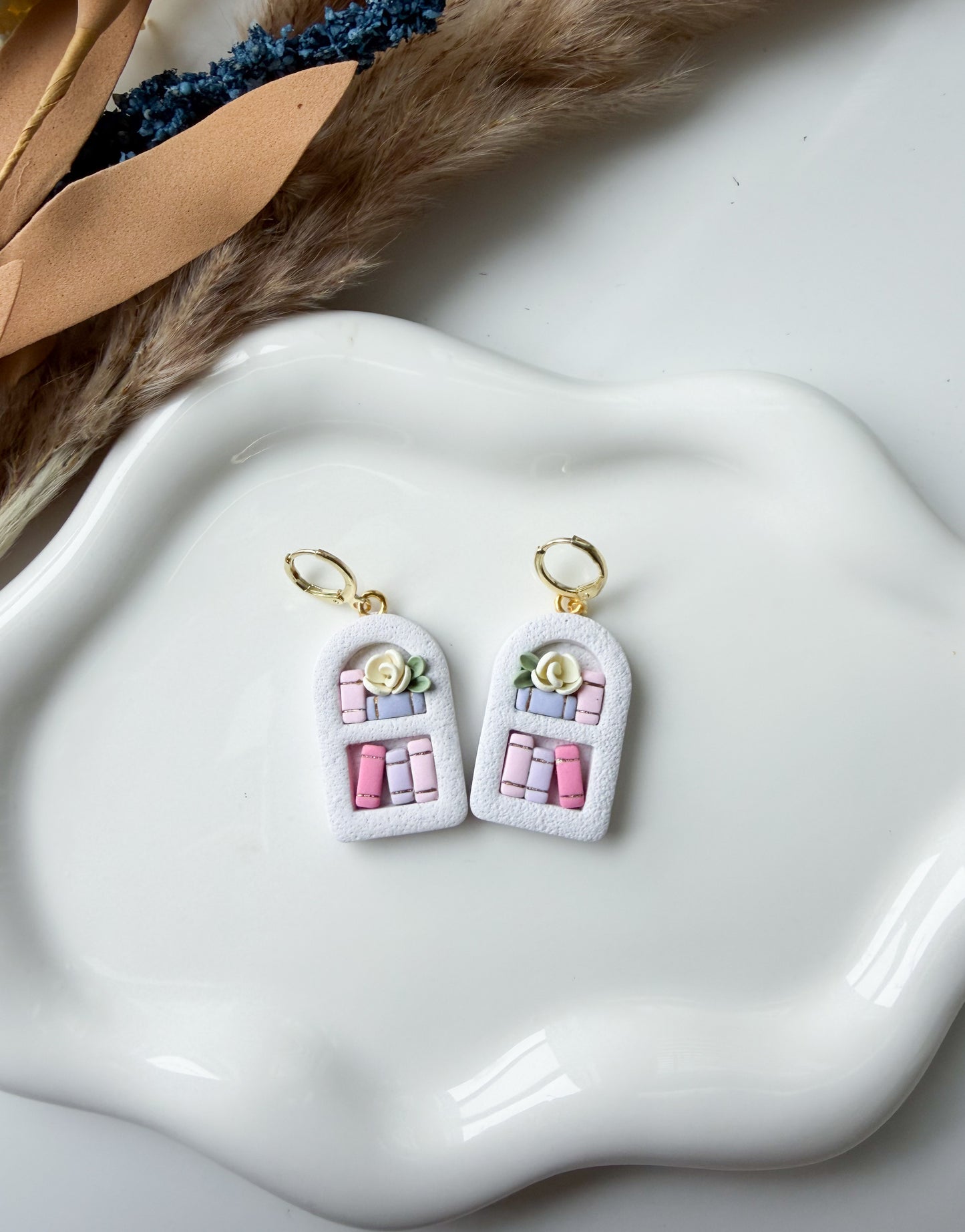 Pastel Bookshelf Earrings