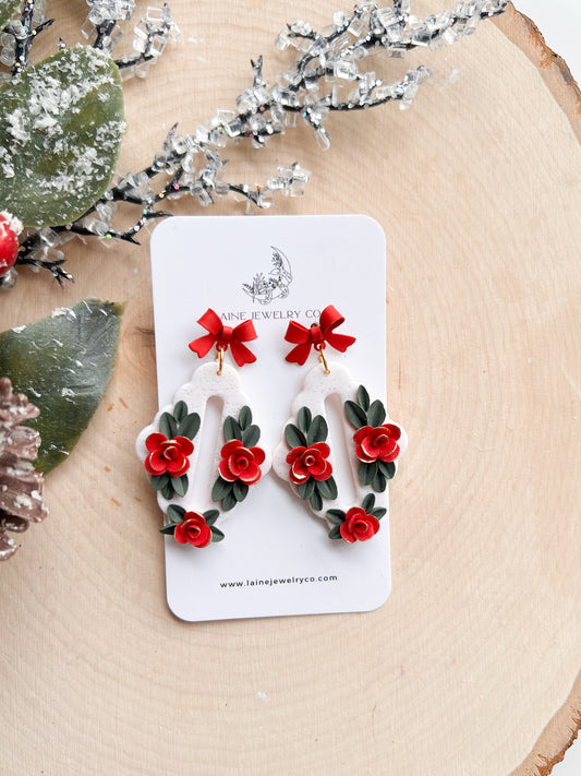 Christmas Rose Floral Donut