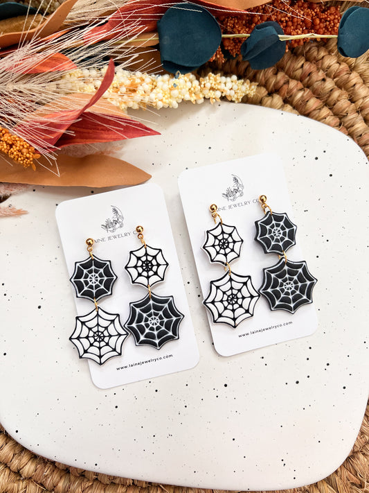 Black and White Spiderweb Stack Dangles