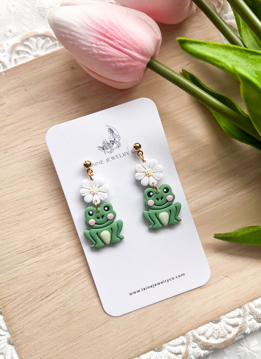 Floral Frog Dangles