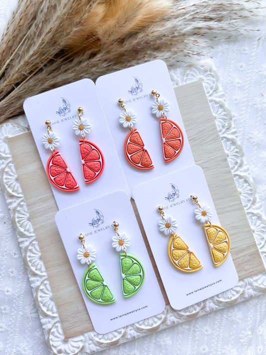 Floral Citrus Slice Dangles