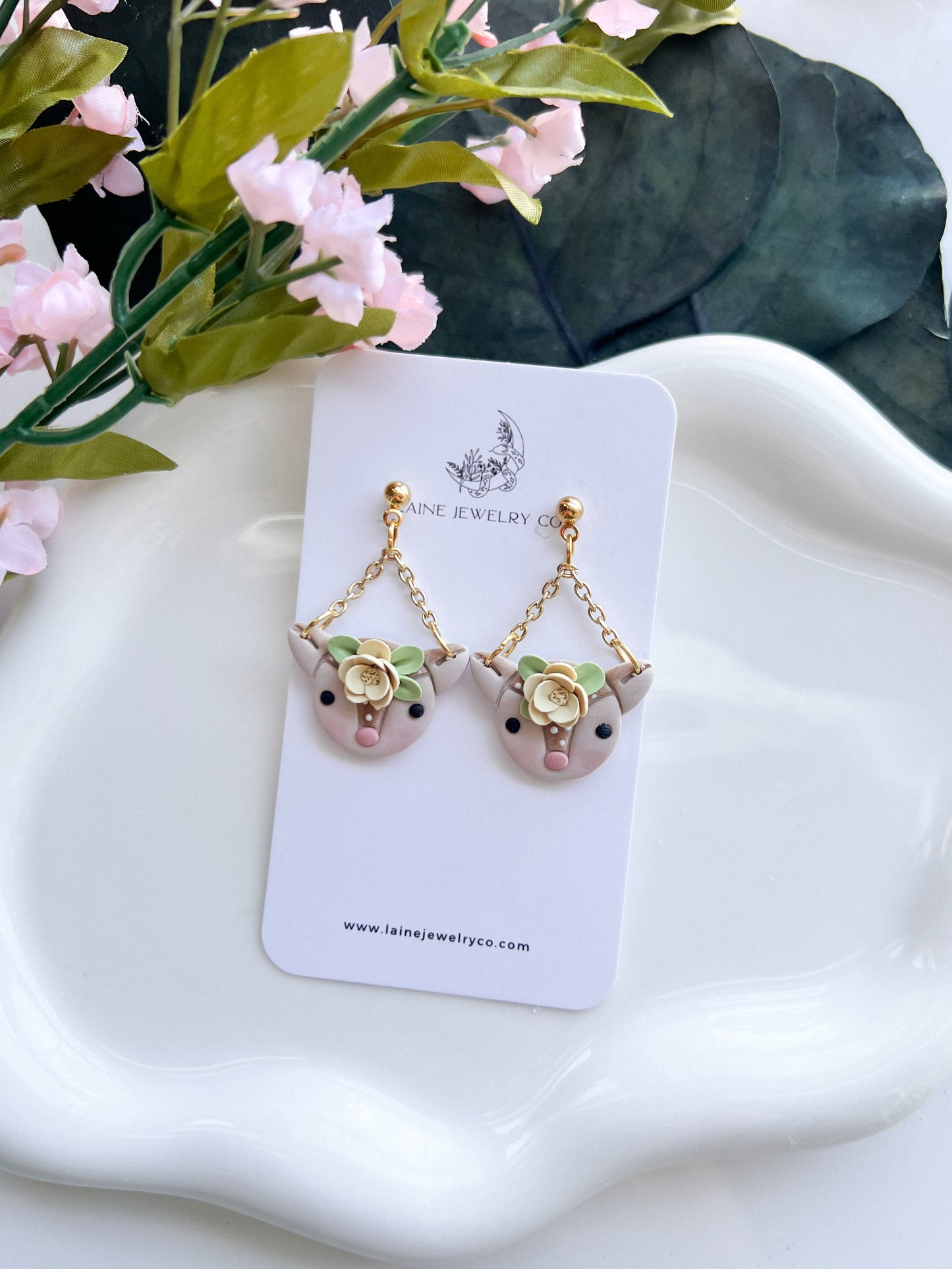 Floral Fawn Dangles