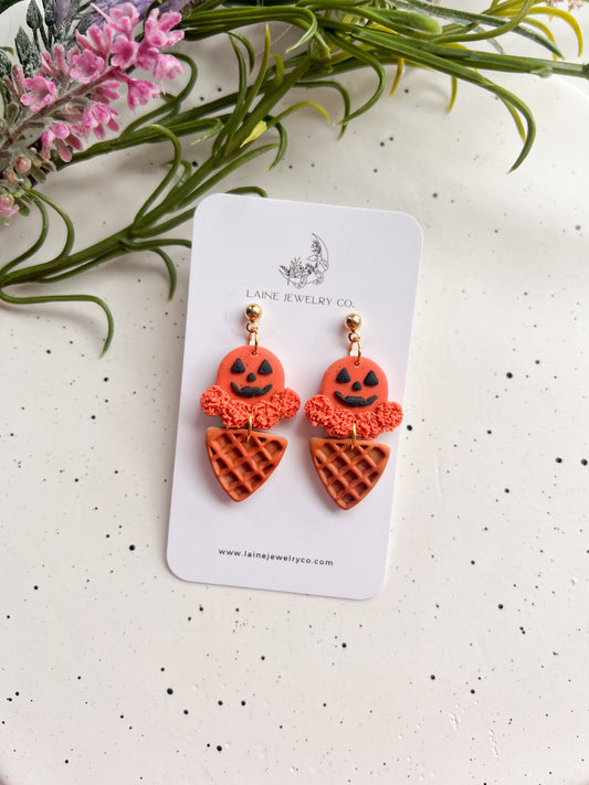 Jack-O-Lantern Ice Cream Cone