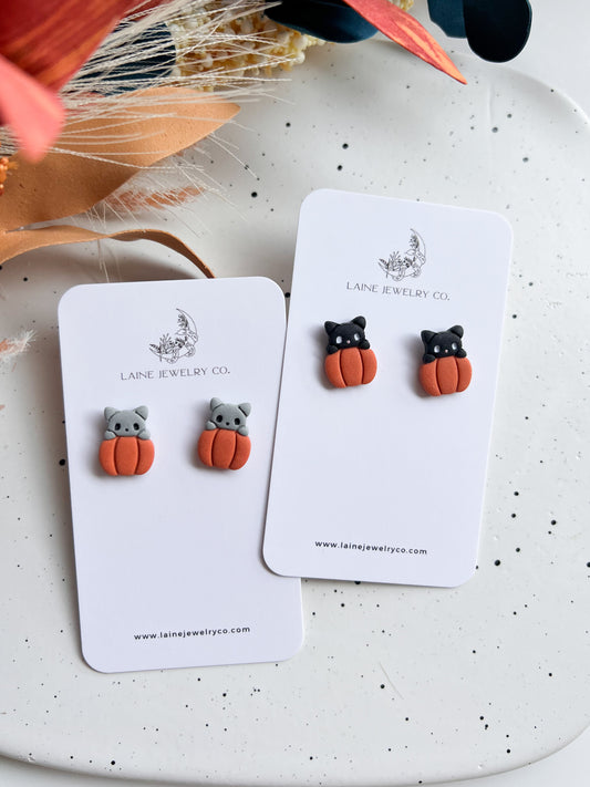 Pumpkin Cat Studs