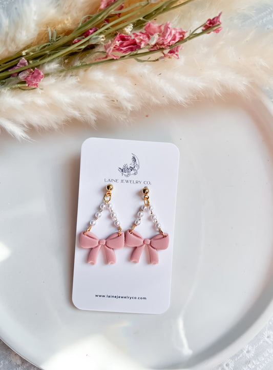 Pink Pearl Chain Bows