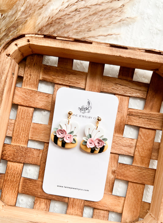 Floral Bee Dangles