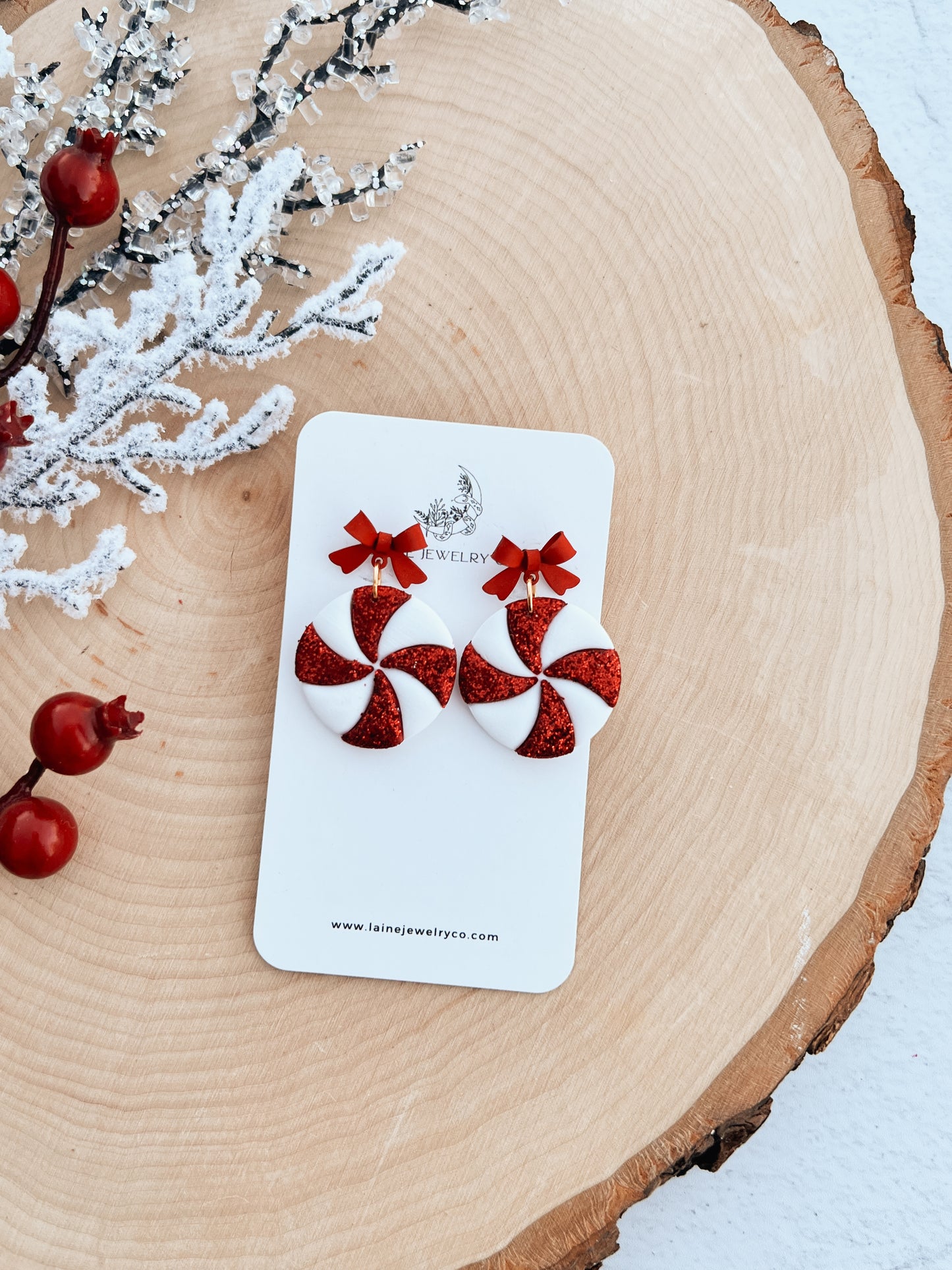 Glitter Peppermint Dangle