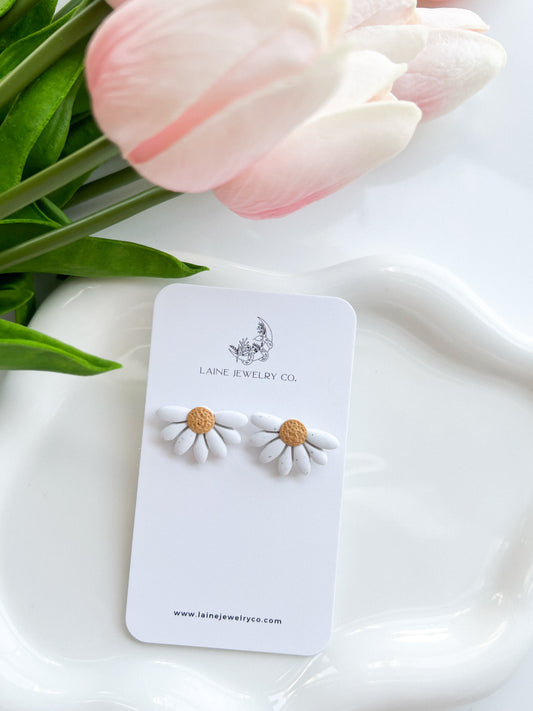 White Daisy Studs