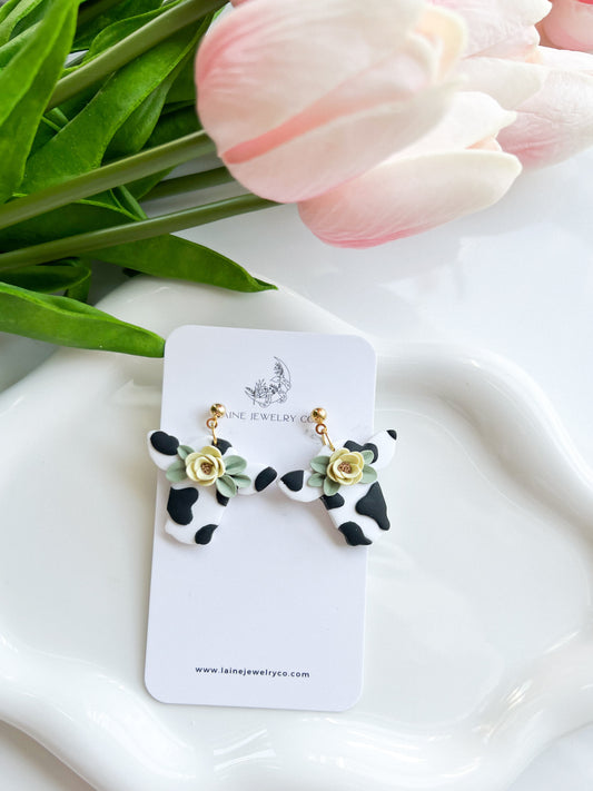 Yellow Floral Cow Dangle