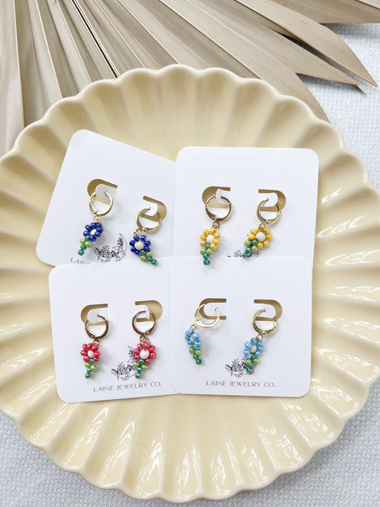 Beaded Flower Huggies