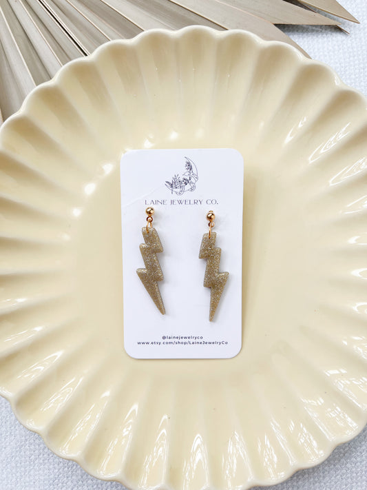 Glitter Lightening Bolt Dangles
