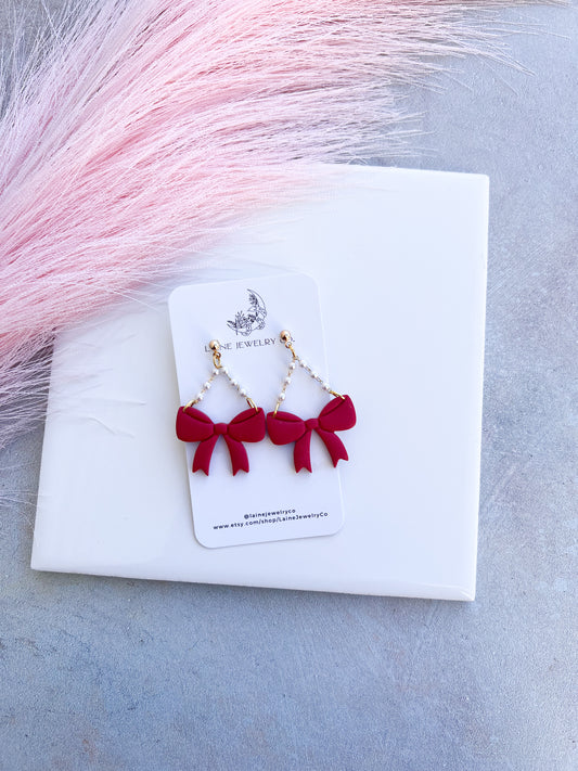 Pearl Red Bow Dangle