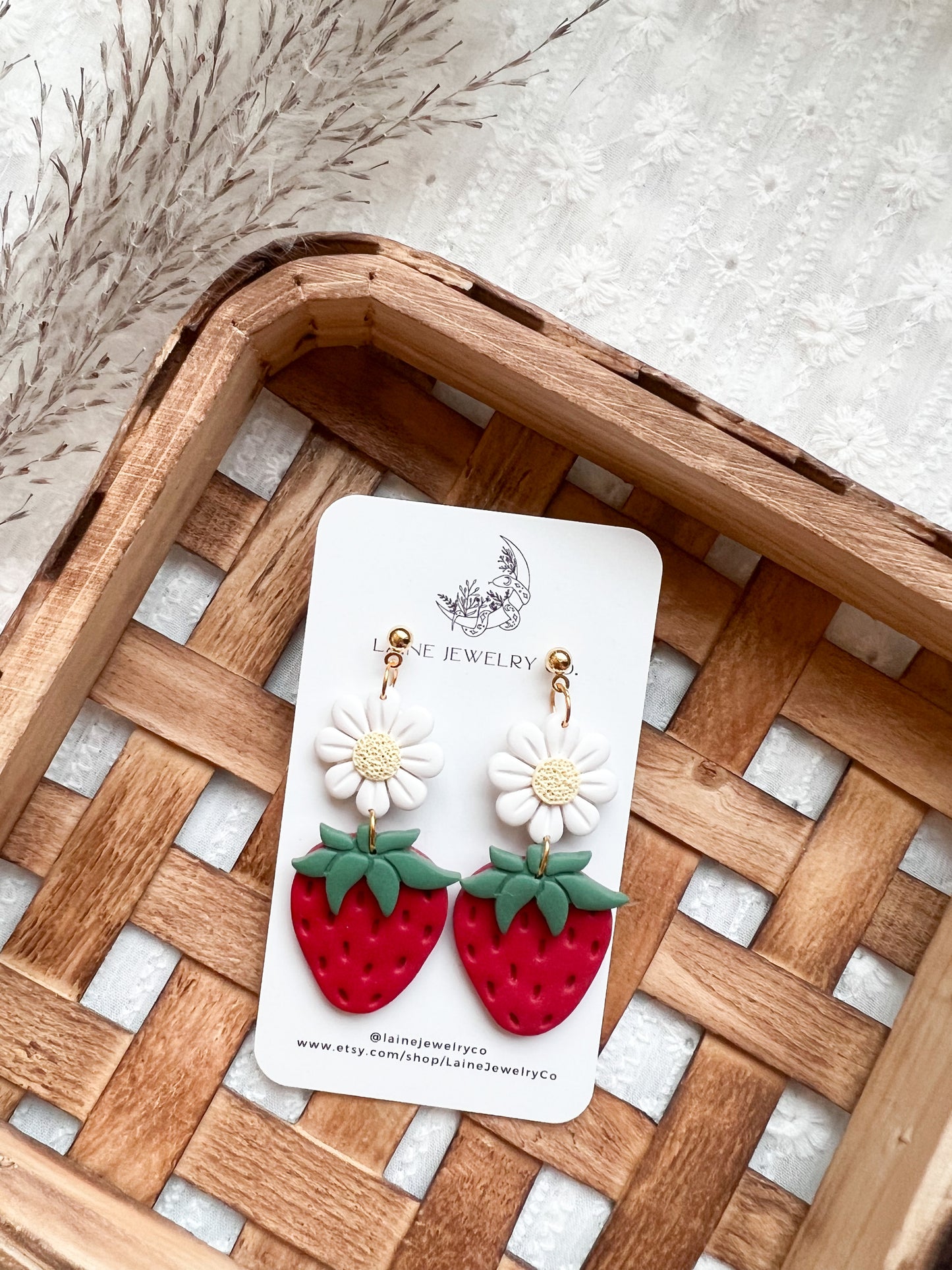 Floral Strawberry Dangles